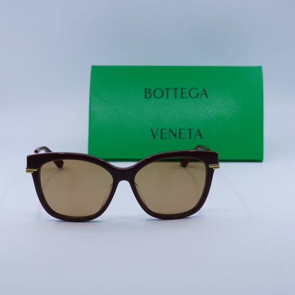 ?️ New Bottega Veneta BV1296SA 004 Sunglasses - Bordeaux/Gold Frame